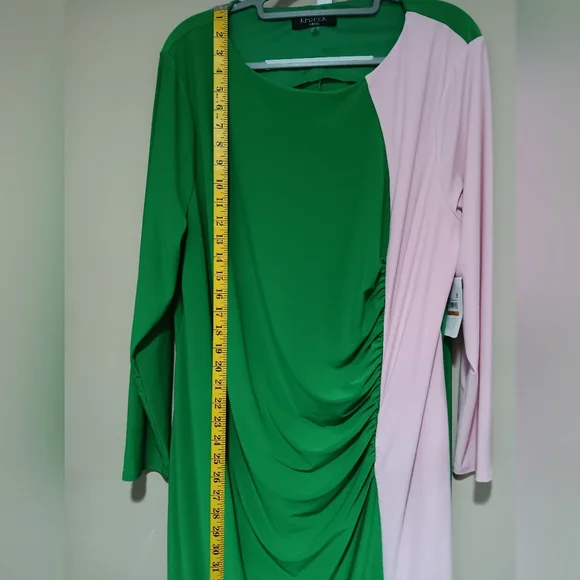 Kasper Women's (Size 3X)  Green/Pink Colorblock Knee-Length Sheath Dress (NWT) - Picture 13 of 14